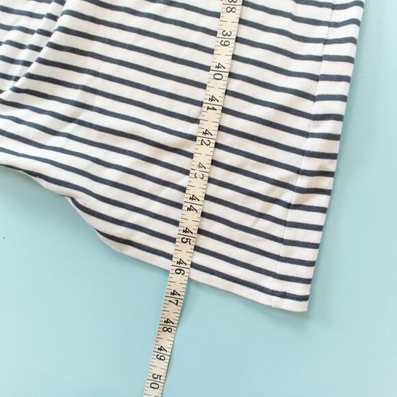 Theory Clinton White Black Striped Midi Easy Tee Knit Dress Size Medium Loose - Picture 6 of 8